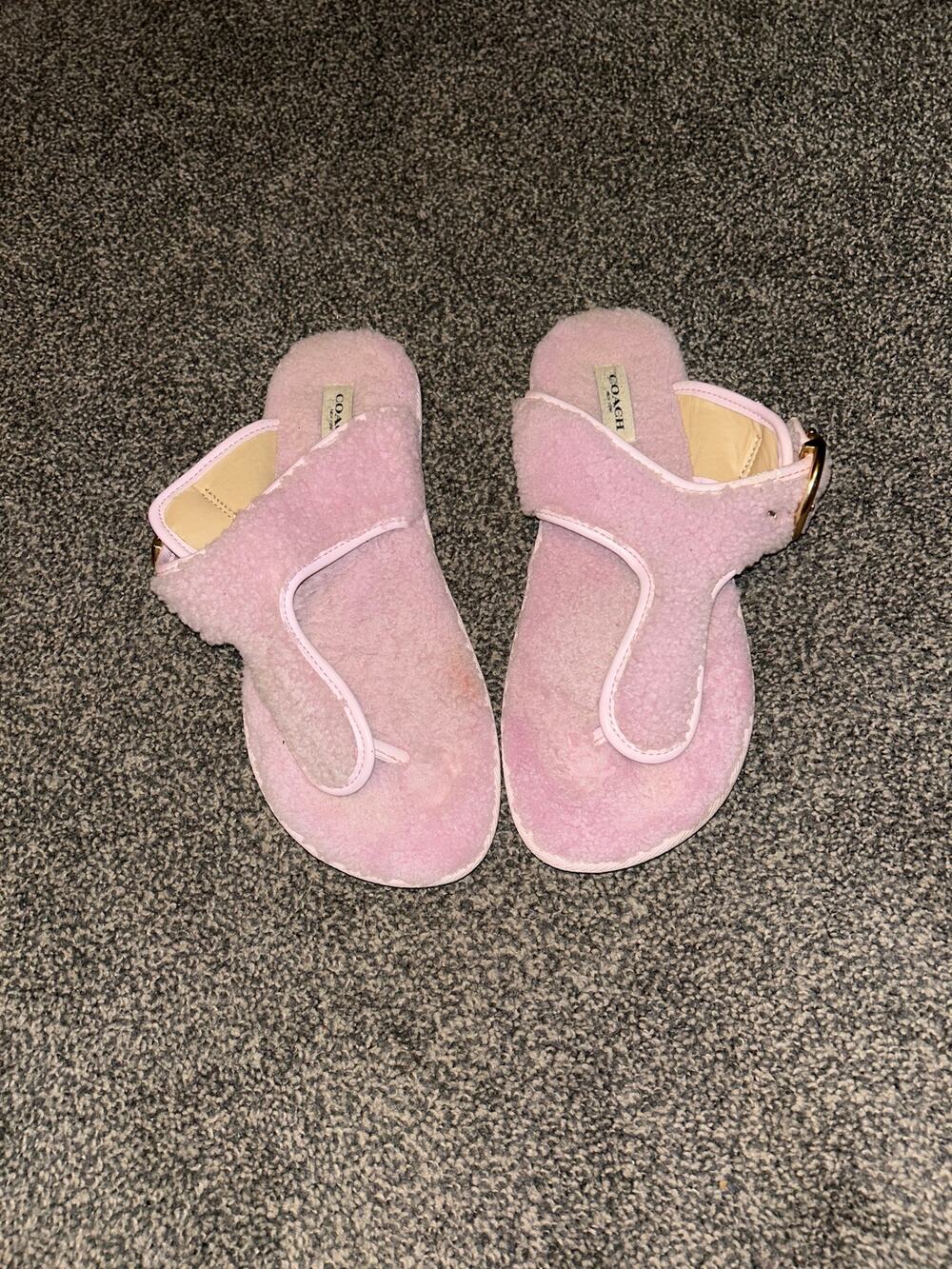 coach ladies hollie shearling flip flop sz 10 pink